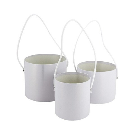 Набор/3шт D16xH14см-D12xH12см без крышки С РУЧКАМИ (Белый)
