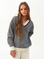 Джемпер для девочки 954 синий-молочный