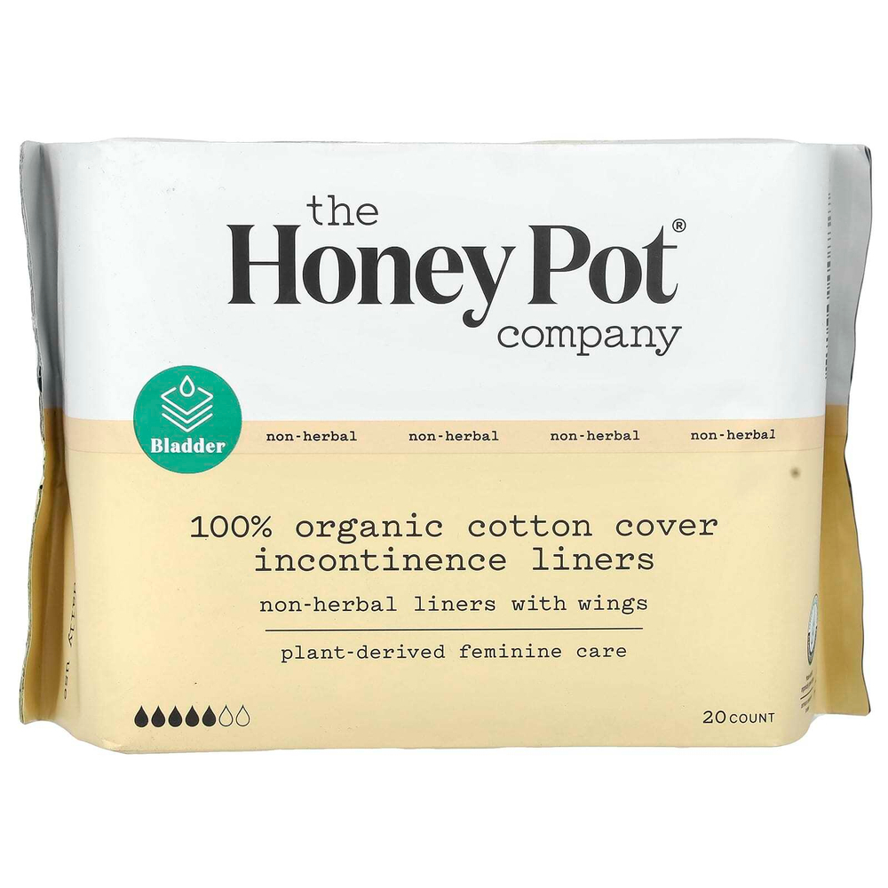 The Honey Pot Company, Хлопковые прокладки с крыльями без трав, органические прокладки для лечения недержания, 20 шт.