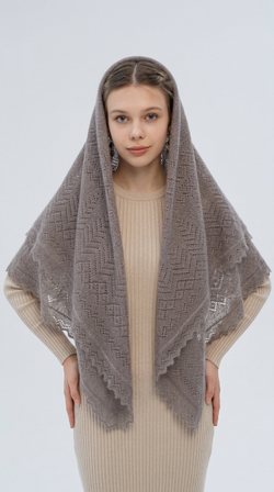 Оренбургский пуховый платок П2-125-03 серый