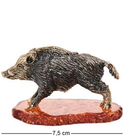 AM- 995 Фигурка «Кабан» (латунь, янтарь)