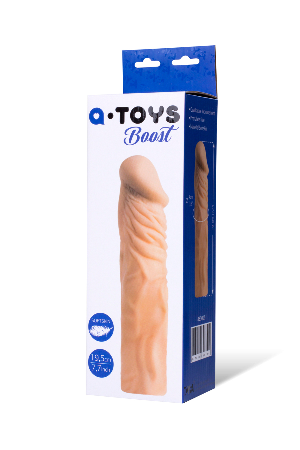 Насадка на пенис TOYFA A-Toys, SoftSkin, телесный, 19,5 см