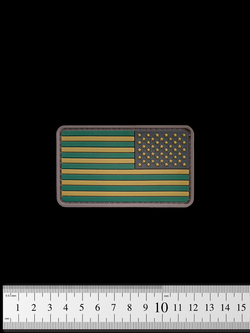 Шеврон Флаг США PVC 5х8,5 см. Олива правый