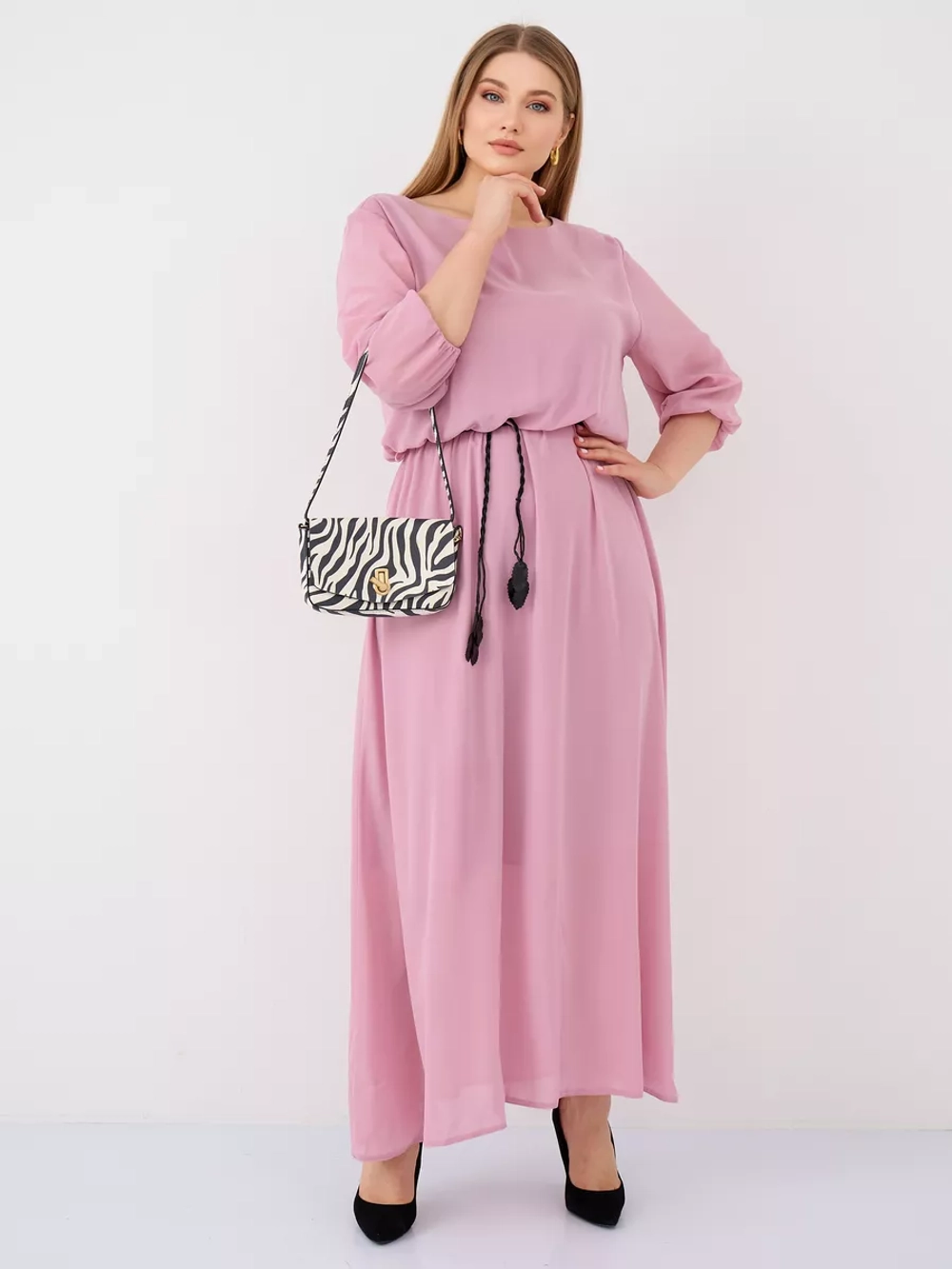 Платье на резинке с поясом