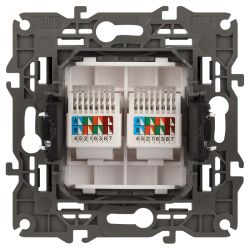 Розетка ЭРА Elegance 14-3108-05 информационная двойная 2хRJ45 IP20 антрацит