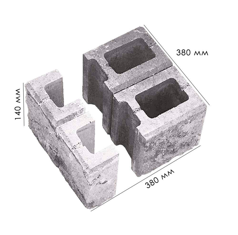 Блок для колонн СКЦ(т) 19/1Л100кол; СКЦ(т) 19/2Л100 кол, комплект пустотелый, 380х380х140 мм, Искусственный камень Доломит