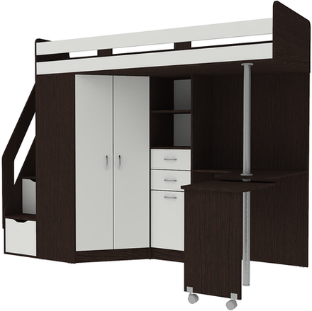 Кровать-чердак КарИВи Мийа Венге Белый