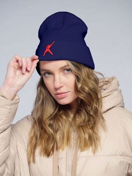 Спортивная шапка бини зимняя с подворотом