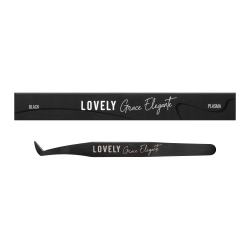 Пинцет для наращивания ресниц Lovely NanoFiber, серия Grace Elegante Black, тип Круглый сапожок