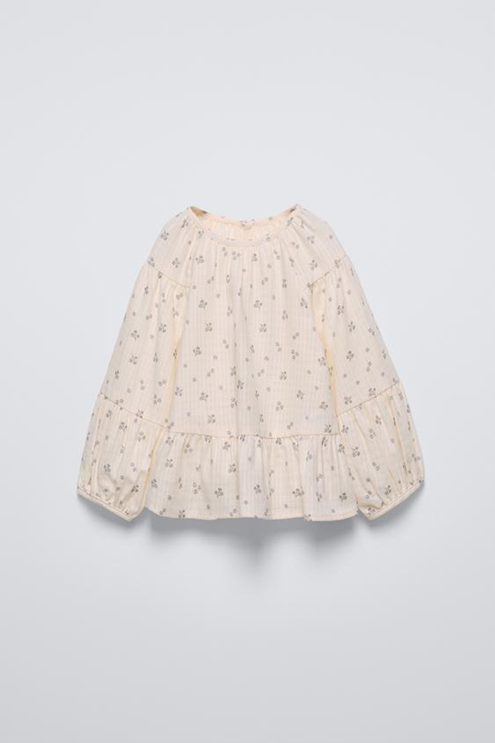 ZARA РУБАШКА ИЗ ТКАНИ С ЦВЕТОЧНЫМ ПРИНТОМ, ЭКРЮ