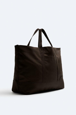 ZARA ХОЛЩОВАЯ СУМКА-ШОПЕР, КОРИЧНЕВЫЙ