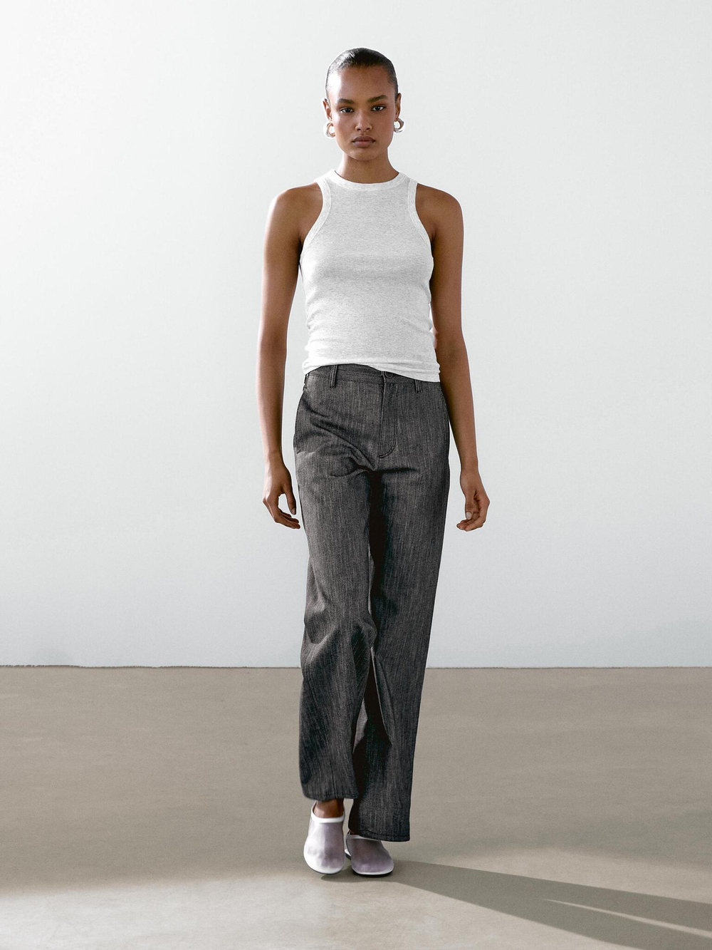 Massimo Dutti Джинсовые брюки из смесового хлопка, серый