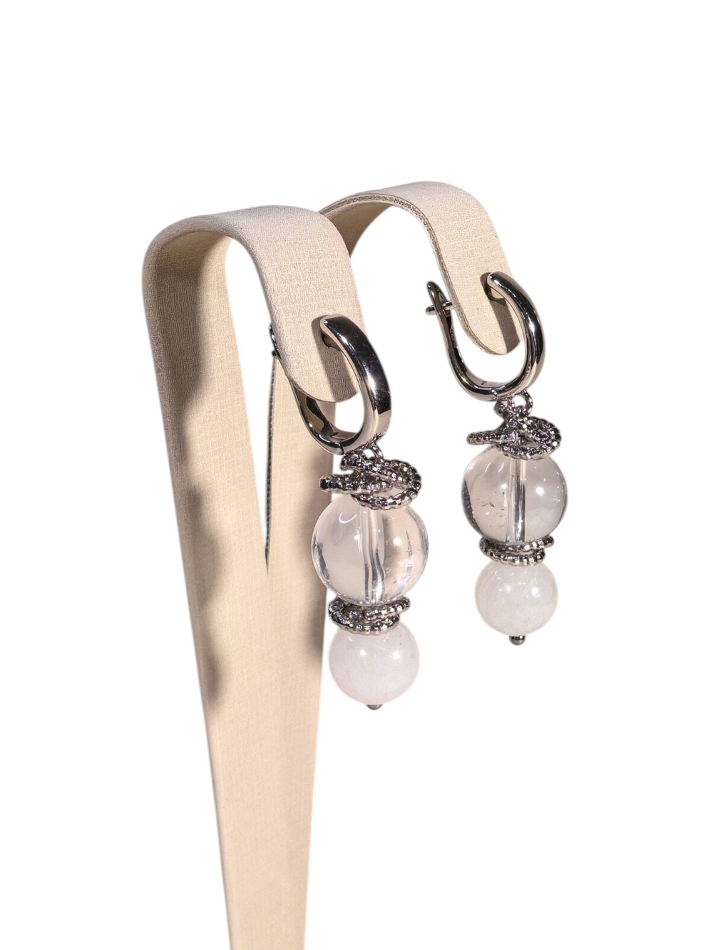 Комплект колье и серьги кварц и горный хрусталь