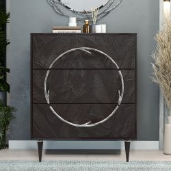 Комод Арт Колор leaves Классик Сильвер с 3 ящиками Терпкий коричневый