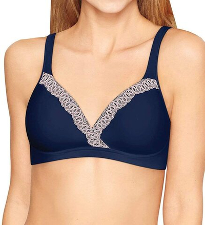 Гладкий бескаркасный бюстгальтер на тонком поролоне (Размер: XXL) (Цвет: синий)