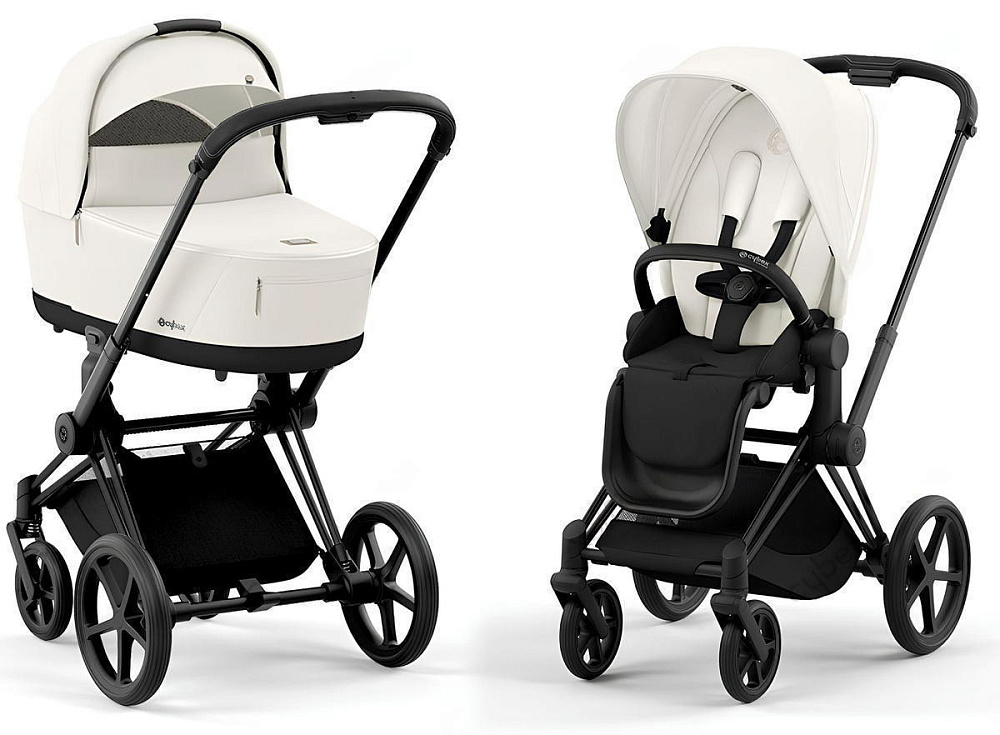 Коляска Cybex Priam IV Matt Black complete Cloud T Sepia Black Plus Base T 3 в 1 Off White