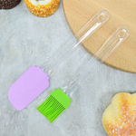 Набор кухонных принадлежностей силиконовый с акриловыми ручками: лопатка+кисточка, 24*5см/21*4см, NN