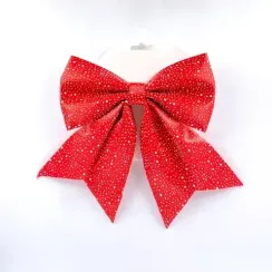 Бант Полин 20x24 см., 1 шт., красный в горошек., Christmas DeLuxe (86835)