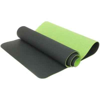 Коврик для йоги 6 мм 183х61 см «Sports time» перфорированный (ТРЕ), салатовый/серый