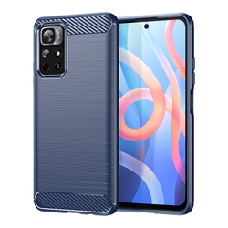 Чехол в стиле карбон для смартфона Xiaomi Poco M4 Pro 5G с 2021 года, синий цвет, серия Carbon от Caseport