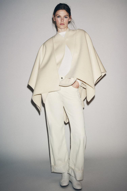 ZARA ПАЛЬТО-КЕЙП ИЗ СМЕСОВОЙ ШЕРСТИ — ZW COLLECTION, ЭКРЮ