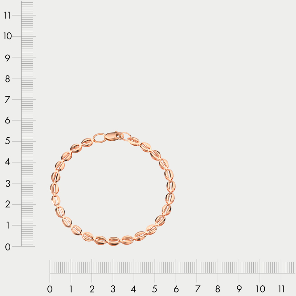 Браслет цепной из розового золота 585 пробы с плетением "Фантазийное" без вставок (арт. БШ007)