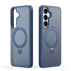 Матовый чехол темно-синего цвета с MagSafe для Samsung Galaxy S26, серия Yind Series Case от Dux Ducis (версия с магнитной откидной подставкой)