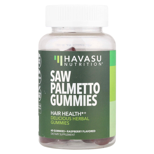 Havasu Nutrition, Жевательные мармеладки Saw Palmetto, малина, 60 жевательных таблеток