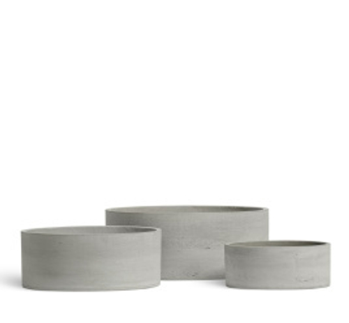 Кашпо TREEZ ERGO - Concrete - Низкий цилиндр - Белый песок