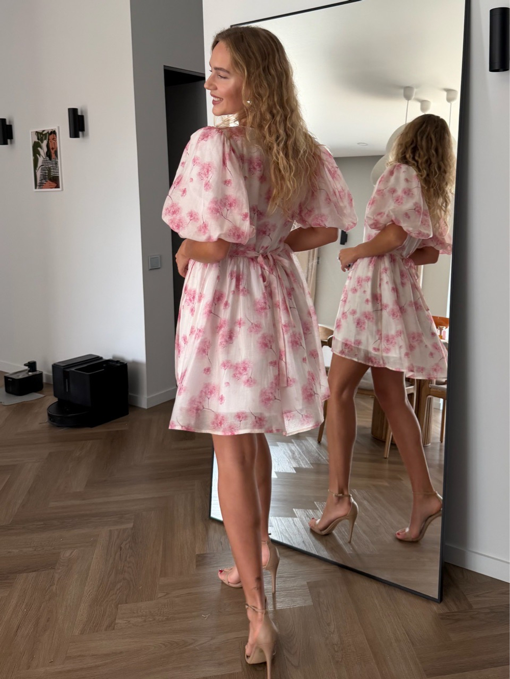 Платье Зефир кремовый с крупными цветами