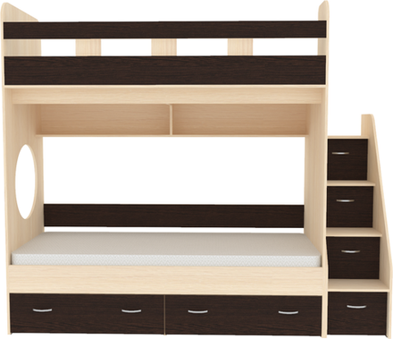 Двухъярусная кровать КарИВи Юниор 1 80x160  Дуб Молочный Венге