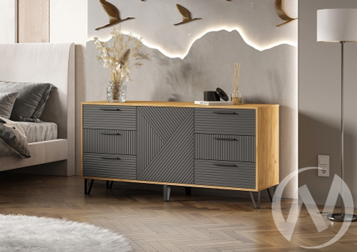 Комод (1500) Спальня Флэш (дуб крафт/браш графит)
