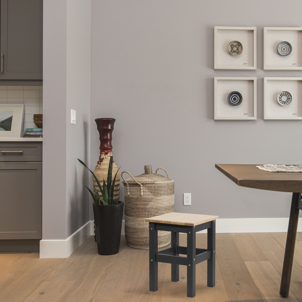 Табурет для кухни, 33х33х45, Одвар, деревянный, для кухни, сосна, серый, IKEA