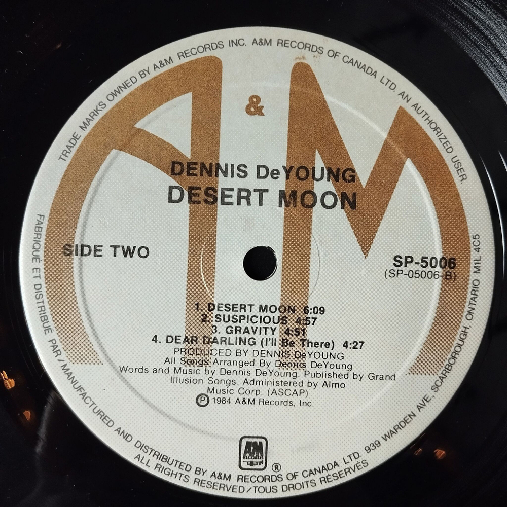Винтажная виниловая пластинка LP Dennis DeYoung Desert Moon (Canada 1984)