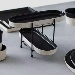 Тарелка 20х36.5см Costa Nova Notos черно-белая