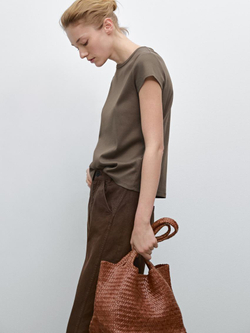 Massimo Dutti Хлопковая футболка, светло-коричневый