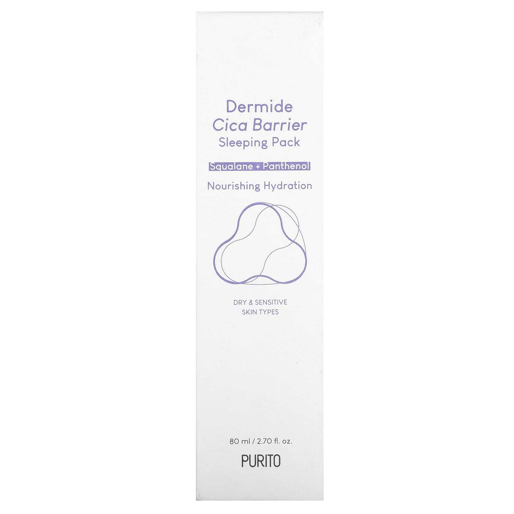 Purito, Dermide Cica Barrier, спальный пакет, 80 мл (2,70 жидк. унц.)