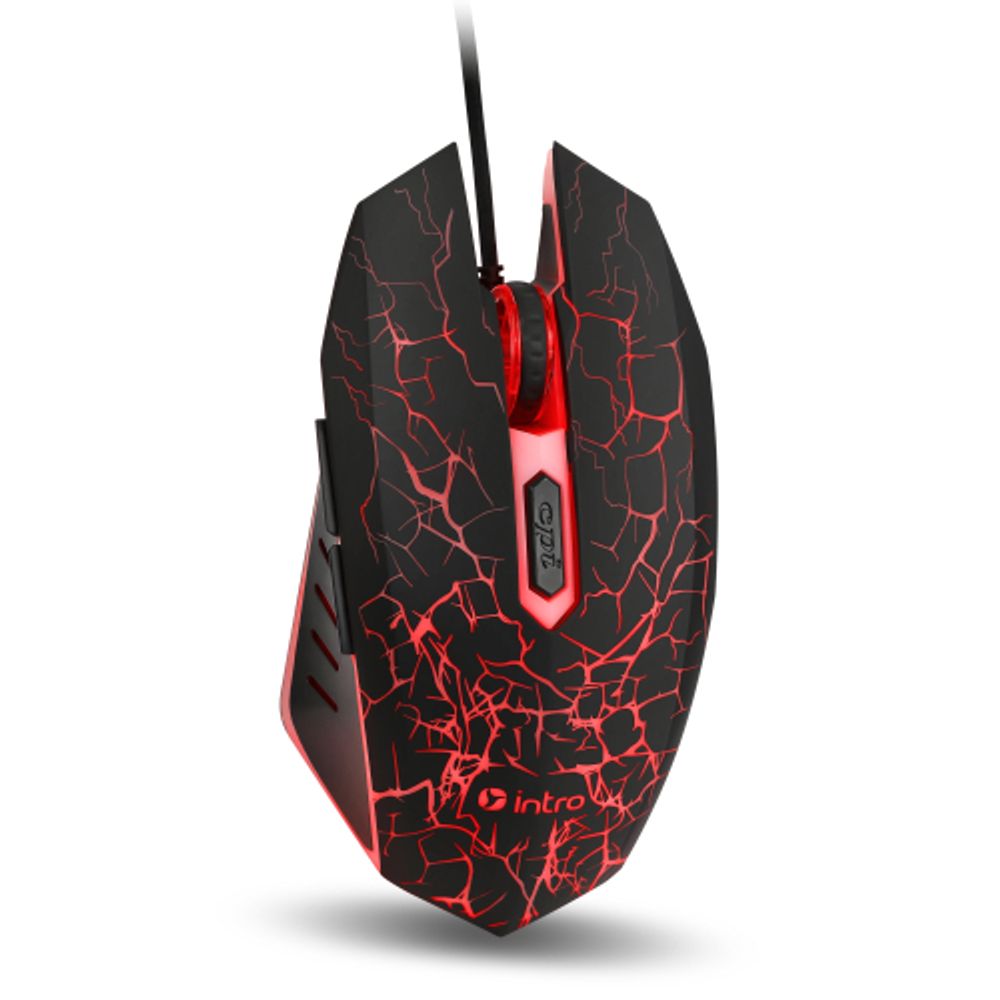 Мышь Intro MG610 игровая проводная 1200-3600dpi черная с ковриком | Intro