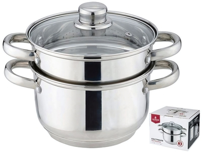 Кастрюля-пароварка 2-х ярусная 3,4л 3 предмета, индукция