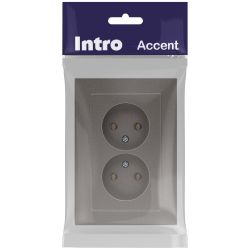 Розетка Intro Accent 6-204-09 двойная 2х2P 16А-250В IP20 СУ AL/CU титан