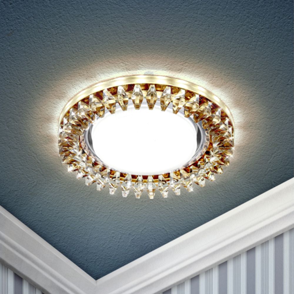 DK LD20 TEA/WH Светильник ЭРА декор cо светодиодной подсветкой Gx53, прозрачный | Встраиваемые LED светильники