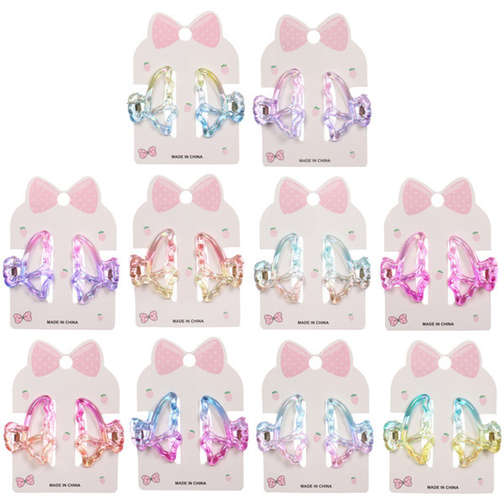 Заколки-крабы для волос 2шт «Мон Ляруш», бабочки, микс 6 цветов, 4,5см (Блистер)