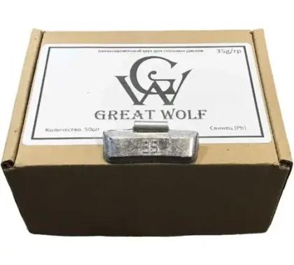 Great Wolf Балансировочный груз для стальных дисков 35гр. Great Wolf AW-35. Коробка 50шт.