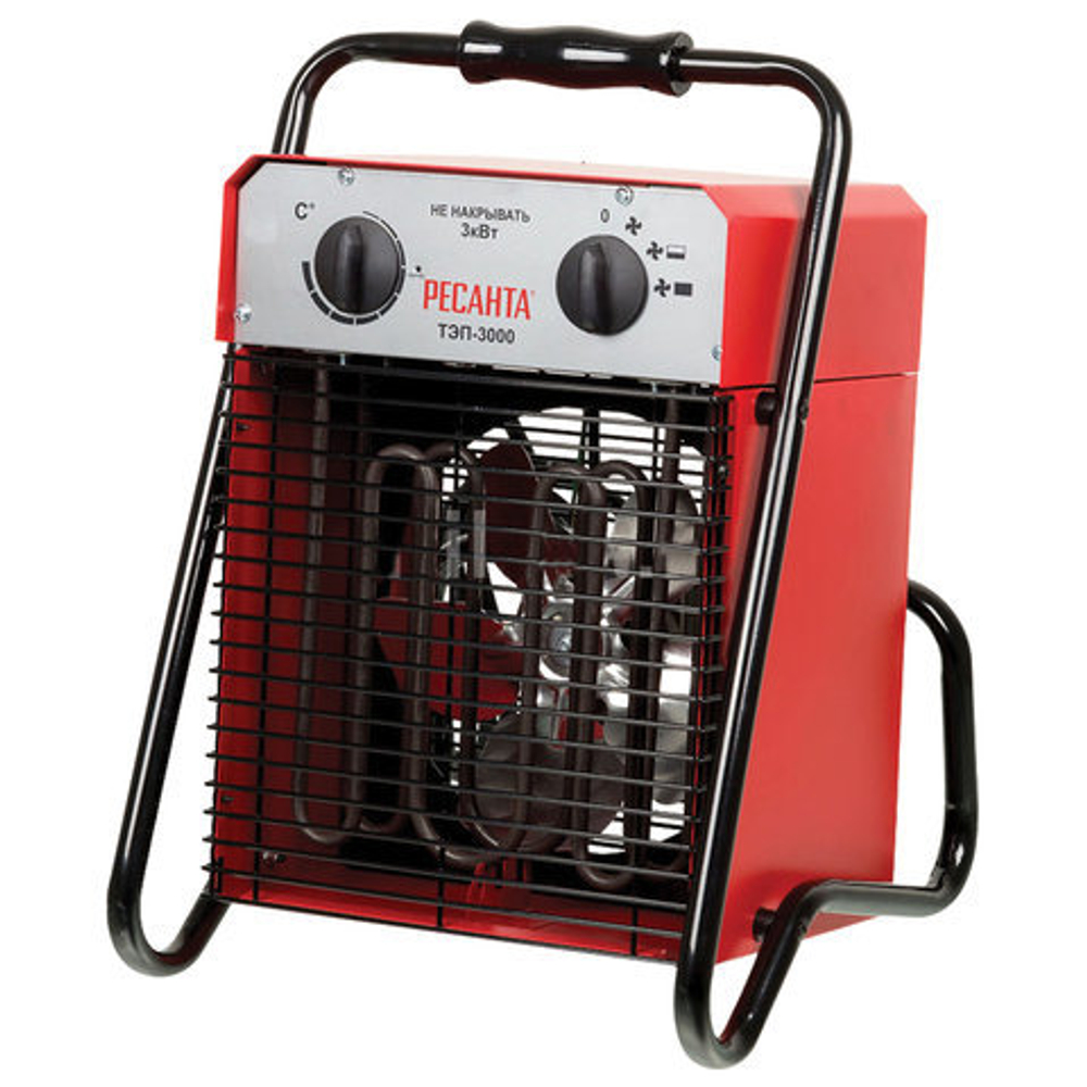 Тепловая пушка электрическая РЕСАНТА ТЭП-3000, 3000 Вт, 220 В, квадратная, красная
