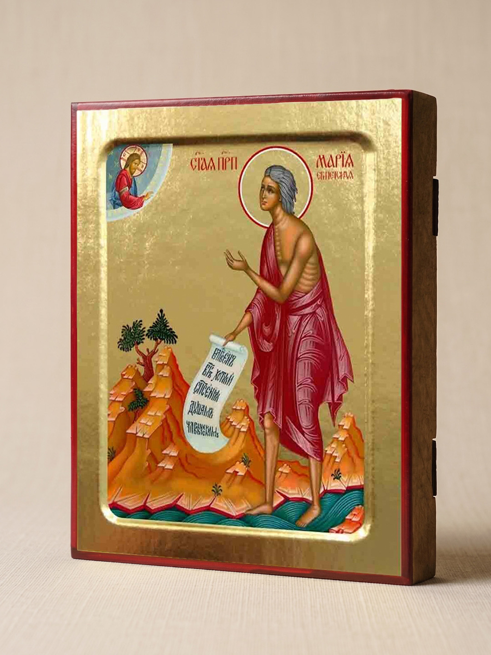 Икона Марии Египетской, преподобной (ростовая) на дереве: 125 х 160 (Синопсисъ)