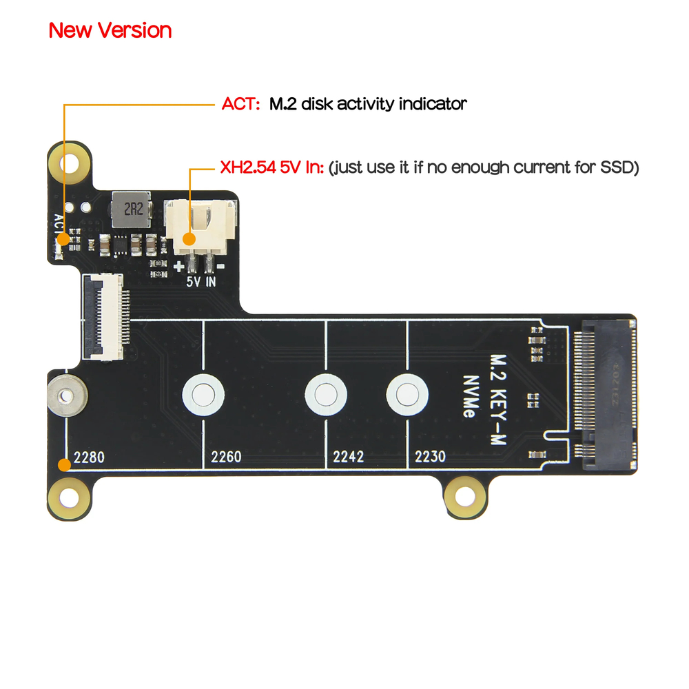 Верхний переходной адаптер x1001 для Raspberry pi 5 c Pcie на M.2 Key-M NVMe SSD
