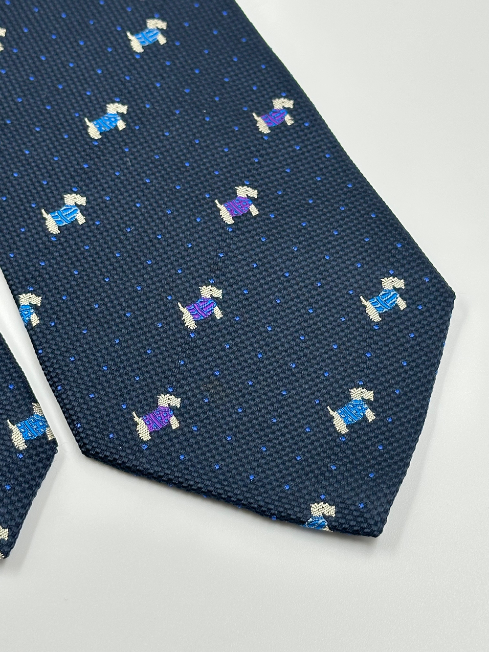 Галстук синий с собачками Yves Saint Laurent