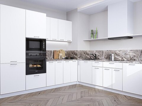 Угловая модульная кухня Квадро-02 Белый - Белый 2140*2400/2150*600