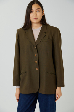 Объёмный винтажный жакет хаки