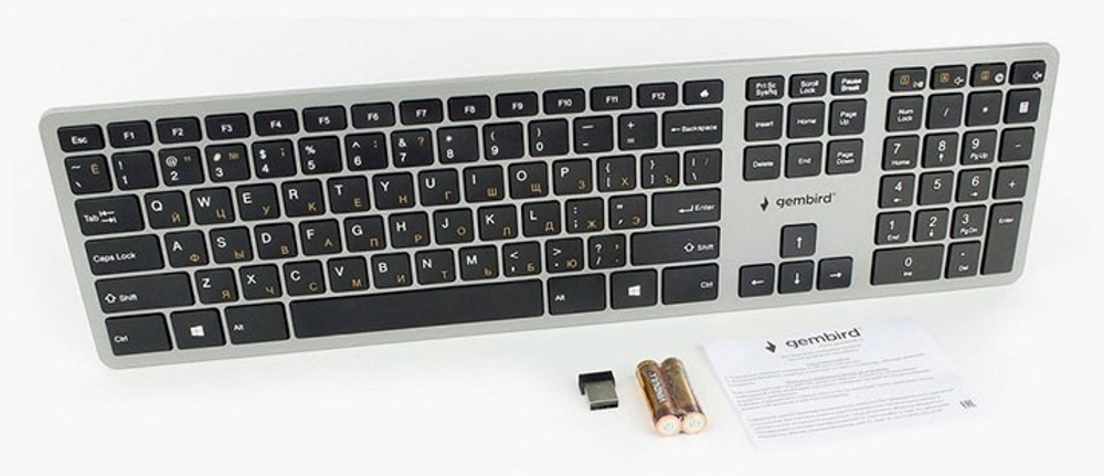КЛАВИАТУРА GEMBIRD KBW-3, WIRELESS, 2AAA, GRAY